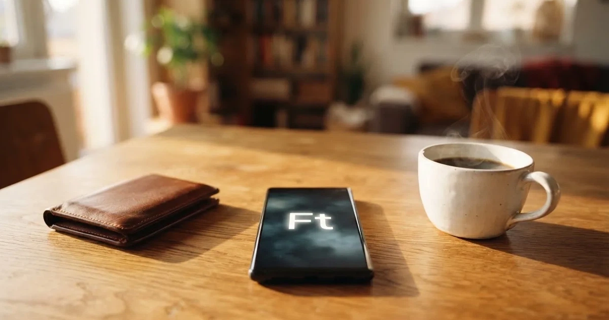 Mobiltelefon egy fa asztalon egy pénztárca és egy csésze kávé mellett — azonnali kifizetés kaszinók